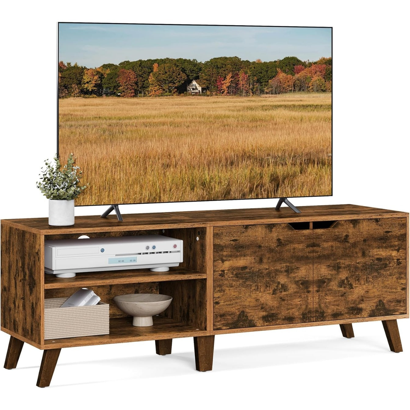 TV-Schrank mit 2 Turen und verstellbaren Ablagen fur Fernseher bis 60
