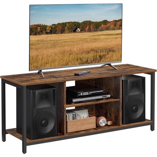 TV-Lowboard mit offenen Fachern fur Fernseher bis 55 Zoll, Vintagebraun und