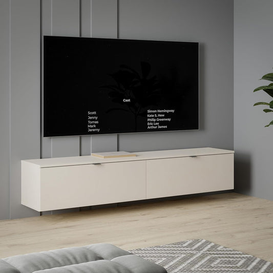 TV-Lowboard fur Fernseher bis 80 Zoll, hangend oder stehend, Kaschmirbeige, 179,6 ¡Á 35,4 ¡Á 34,8